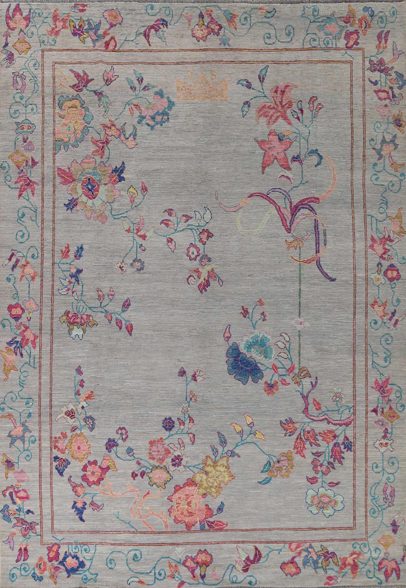 Vegetable Dye Art Deco Oriental Area Rug 9x12
