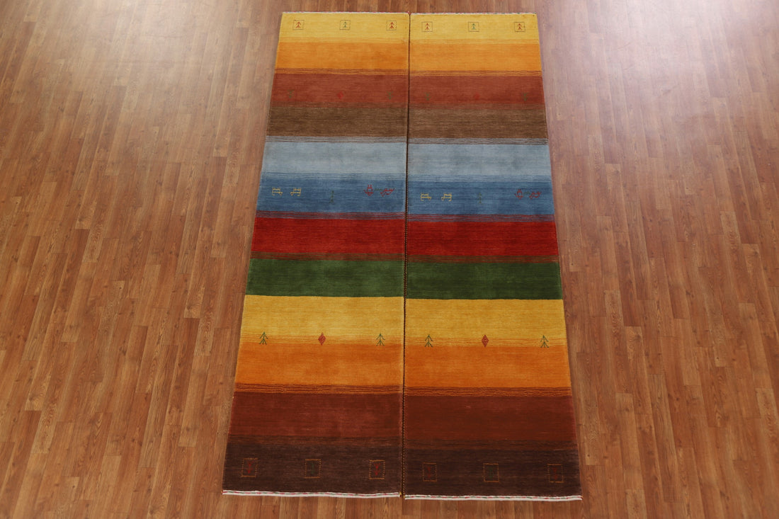 Pair of Tribal Gabbeh Oriental Runner Rugs 3x10