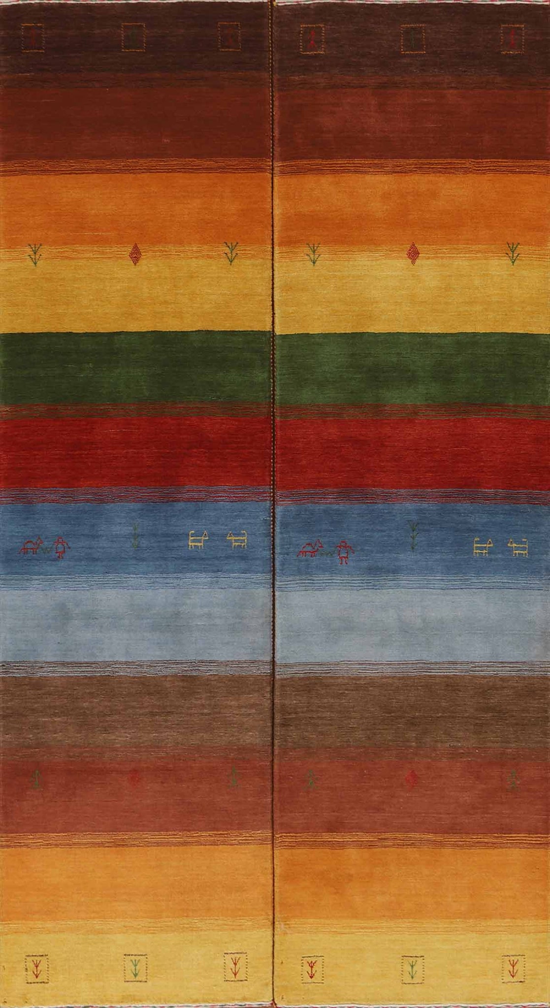 Pair of Tribal Gabbeh Oriental Runner Rugs 3x10