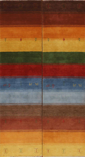 Pair of Tribal Gabbeh Oriental Runner Rugs 3x10