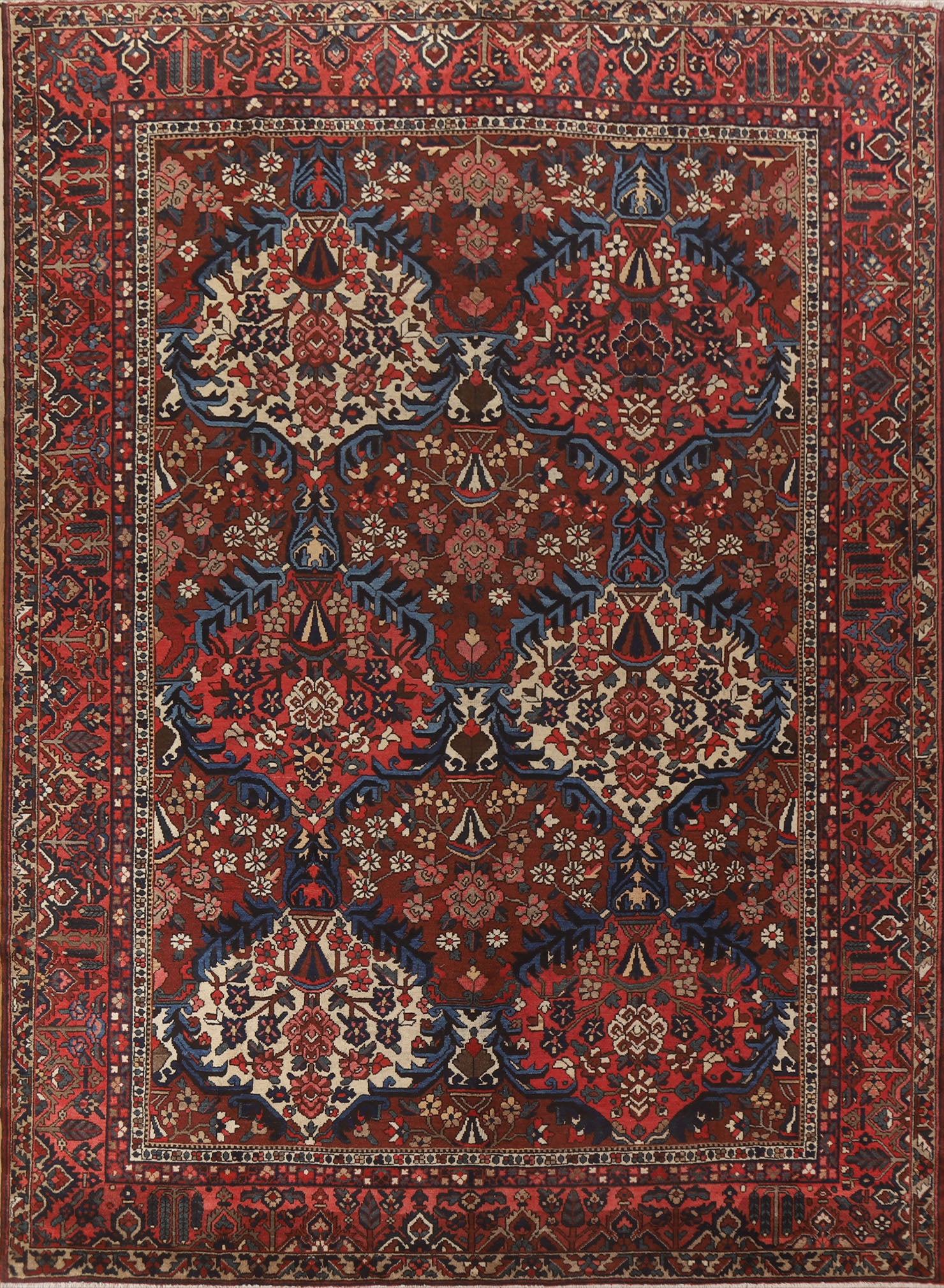 Antique Vegetable Dye Bakhtiari Persian Rug 11x13