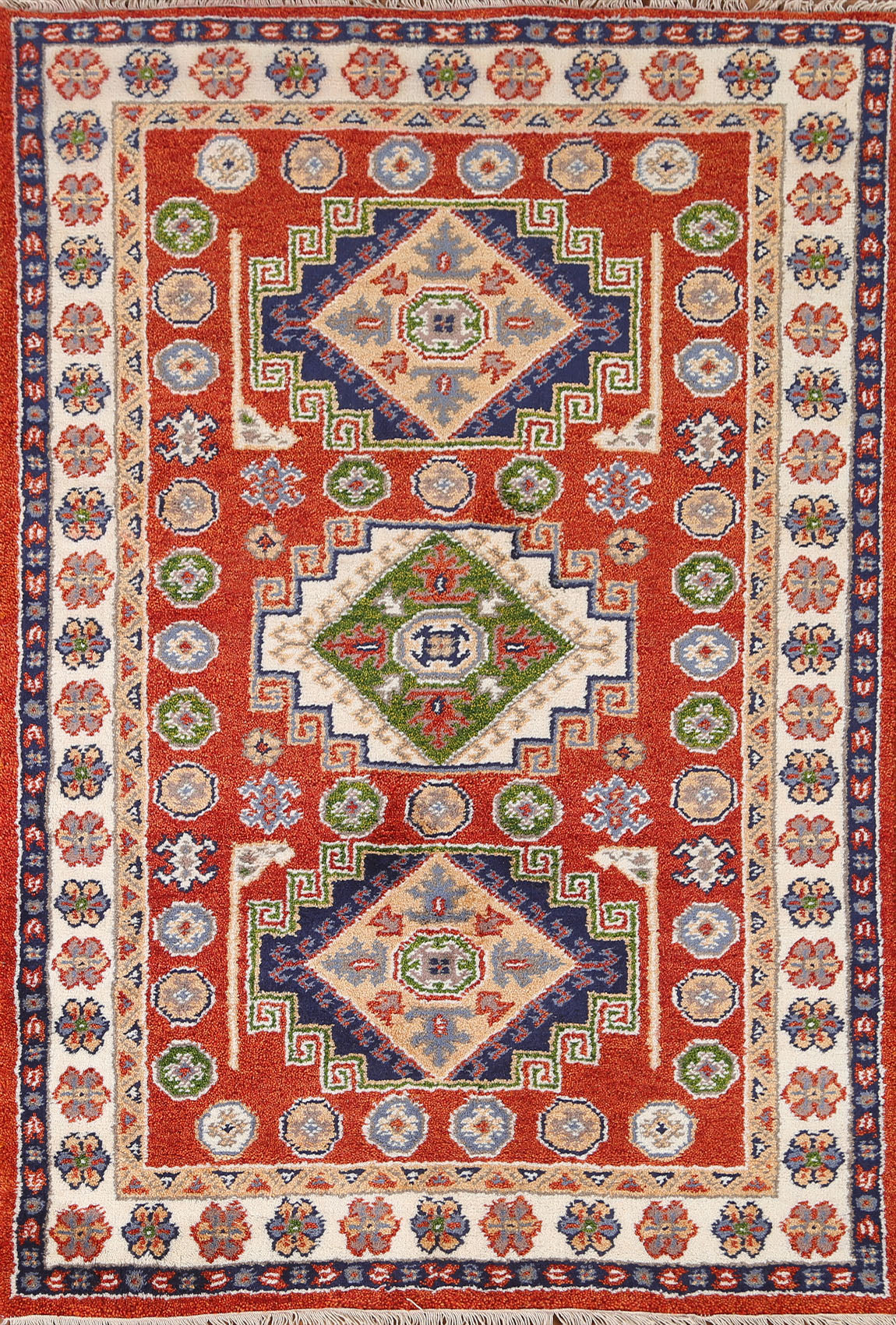 Geometric Kazak Oriental Area Rug 4x6