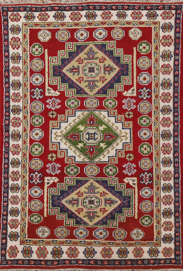 Handmade Wool Kazak Oriental Area Rug 4x6