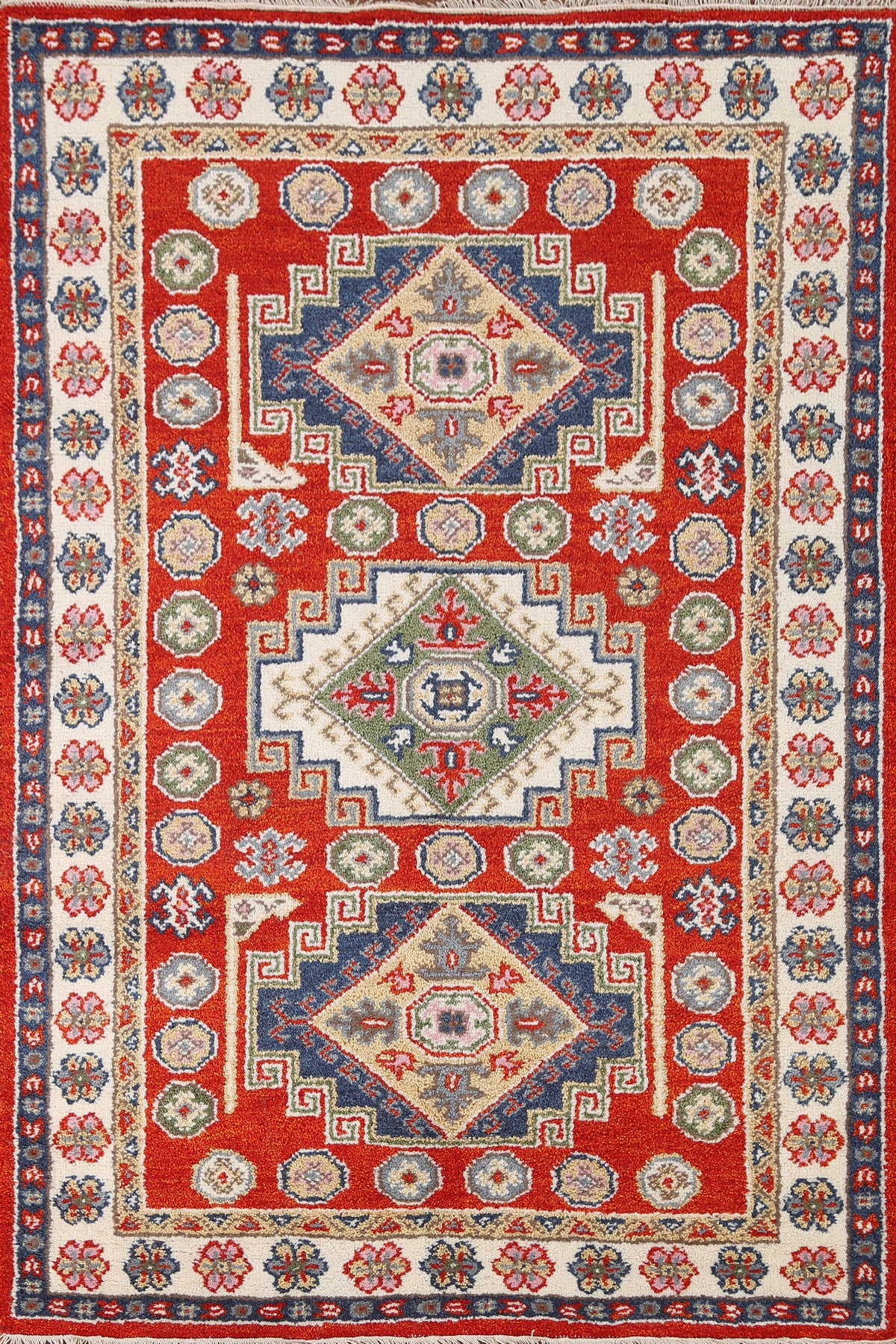 Handmade Wool Kazak Oriental Area Rug 4x6