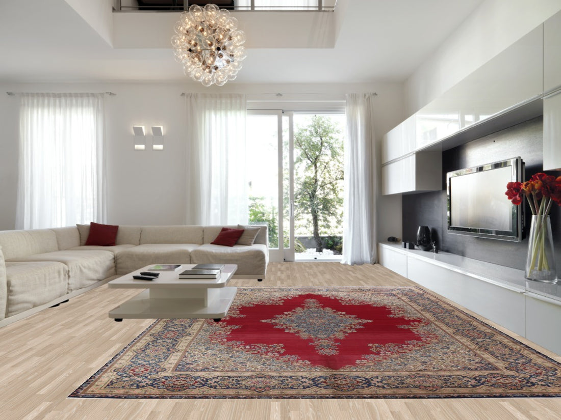 Large Red Floral Kerman Persian Rug 12x16