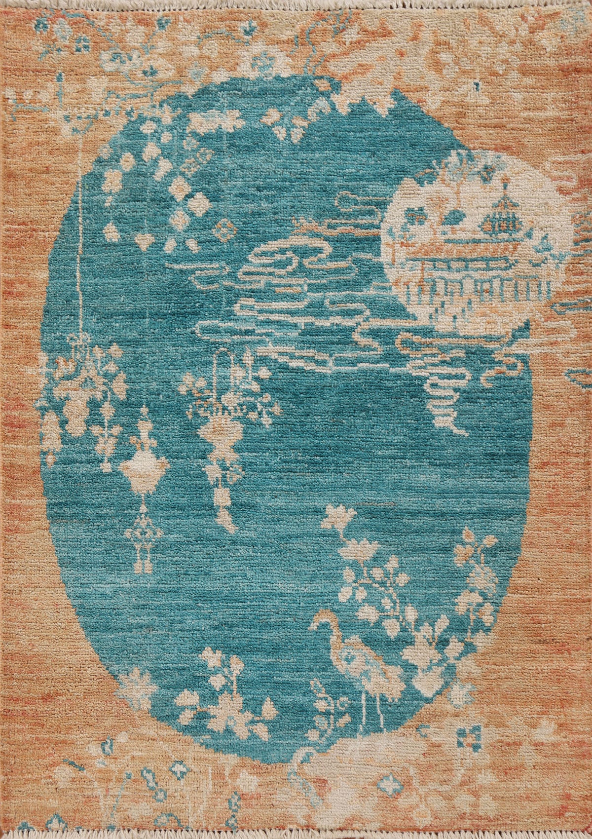 Vegetable Dye Oushak Turkish Area Rug 3x4