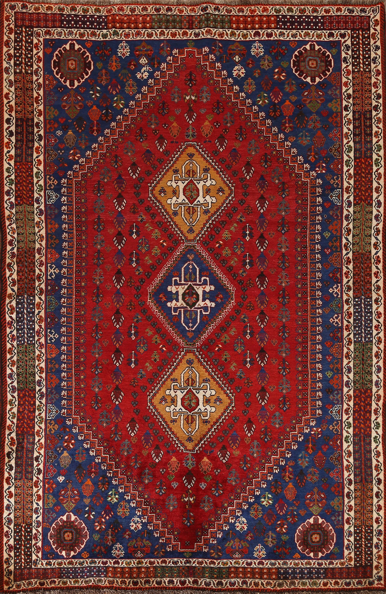 Tribal Red Abadeh Nafar Persian Area Rug 6x9