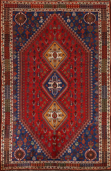 Tribal Red Abadeh Nafar Persian Area Rug 6x9