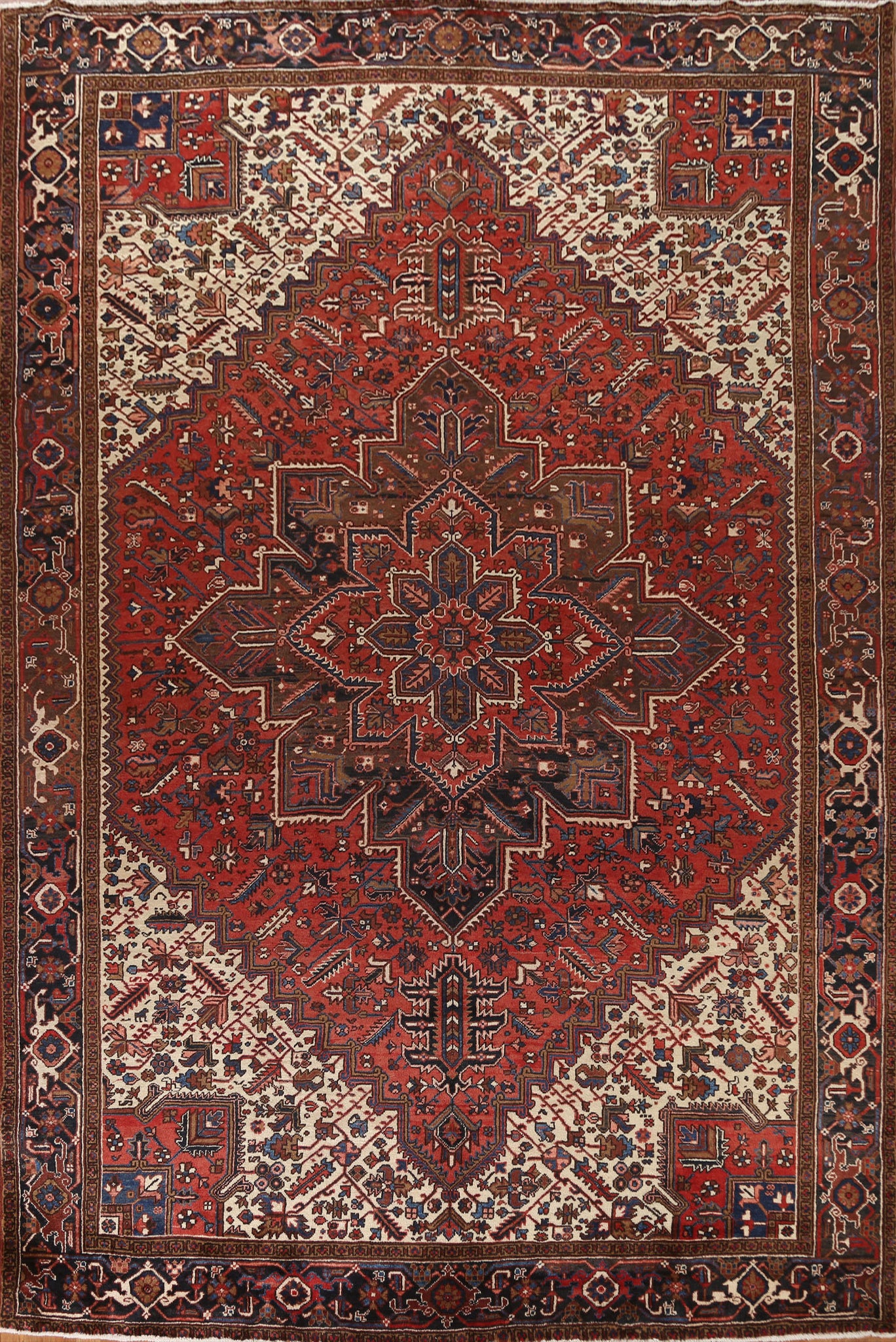 Red Geometric Heriz Persian Area Rug 10x13