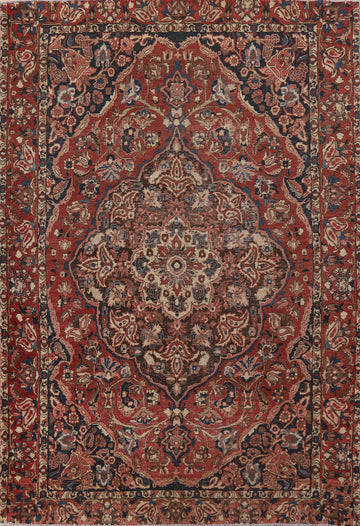 Antique Floral Bakhtiari Persian Area Rug 7x9
