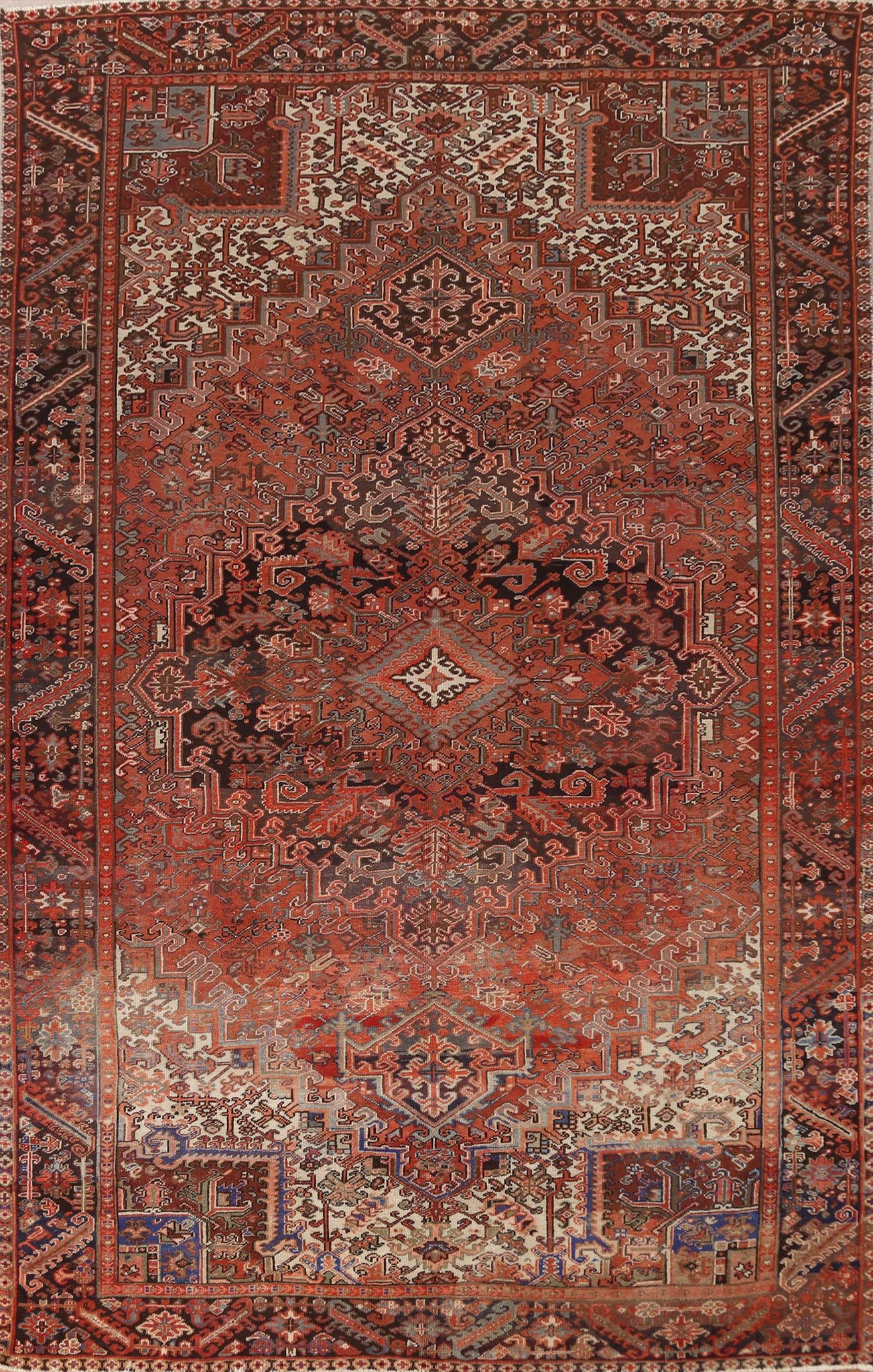 Geometric Wool Heriz Persian Area Rug 8x12