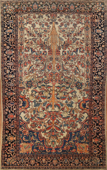 Antique Vegetable Dye Sarouk Farahan Persian Rug 4x6