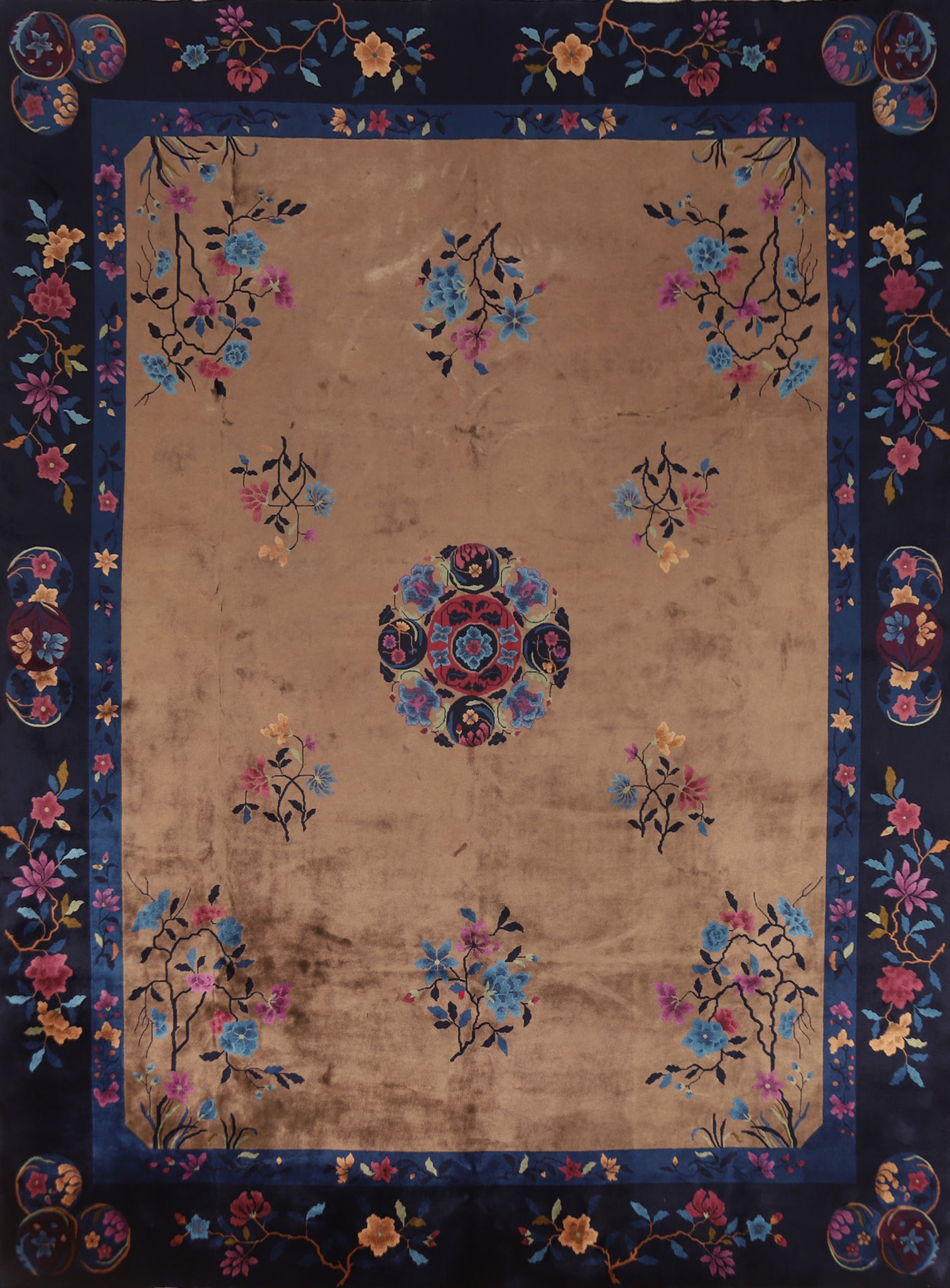 Vegetable Dye Art Deco Palace Size Wool Rug 12x15