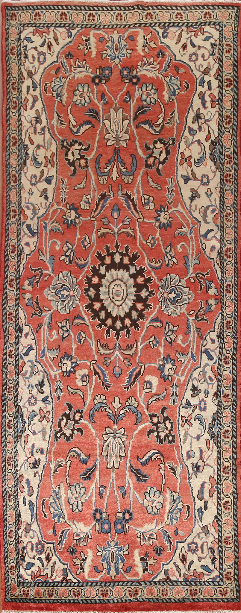 Floral Red Sarouk Persian Runner Rug 3x10