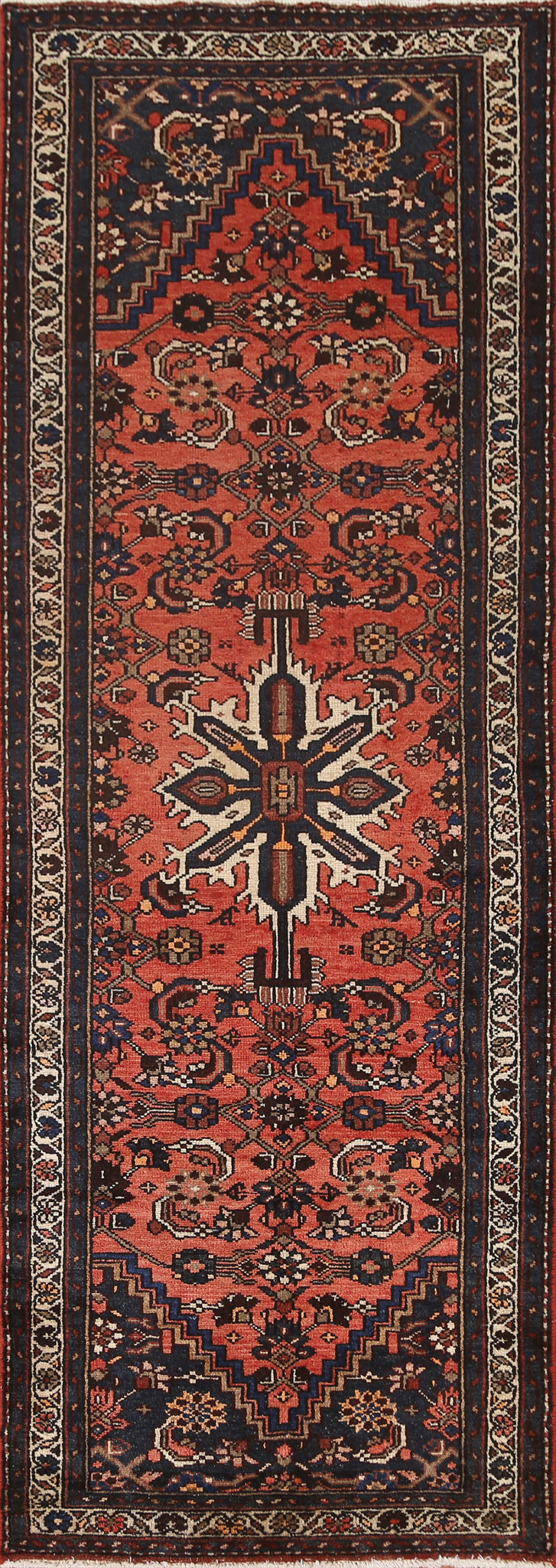 Geometric Hamedan Persian Runner Rug 3x10