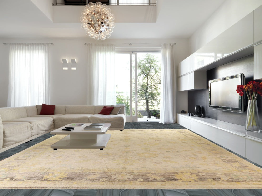 Vegetable Dye Oushak Turkish Large Rug 16x20