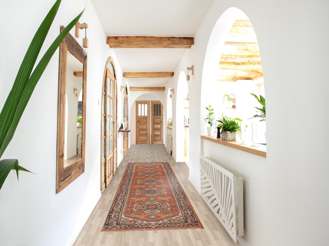 Geometric Heriz Serapi Runner Rug 3x12