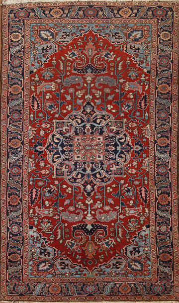 Antique Vegetable Dye Heriz Serapi Persian Area Rug 6x10