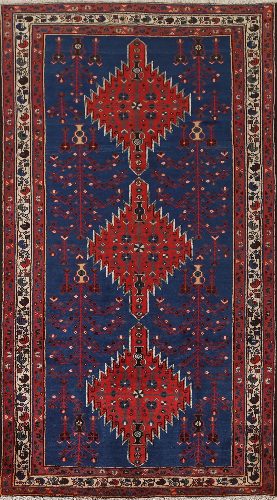 Blue Tribal Sirjan Persian Area Rug 5x9