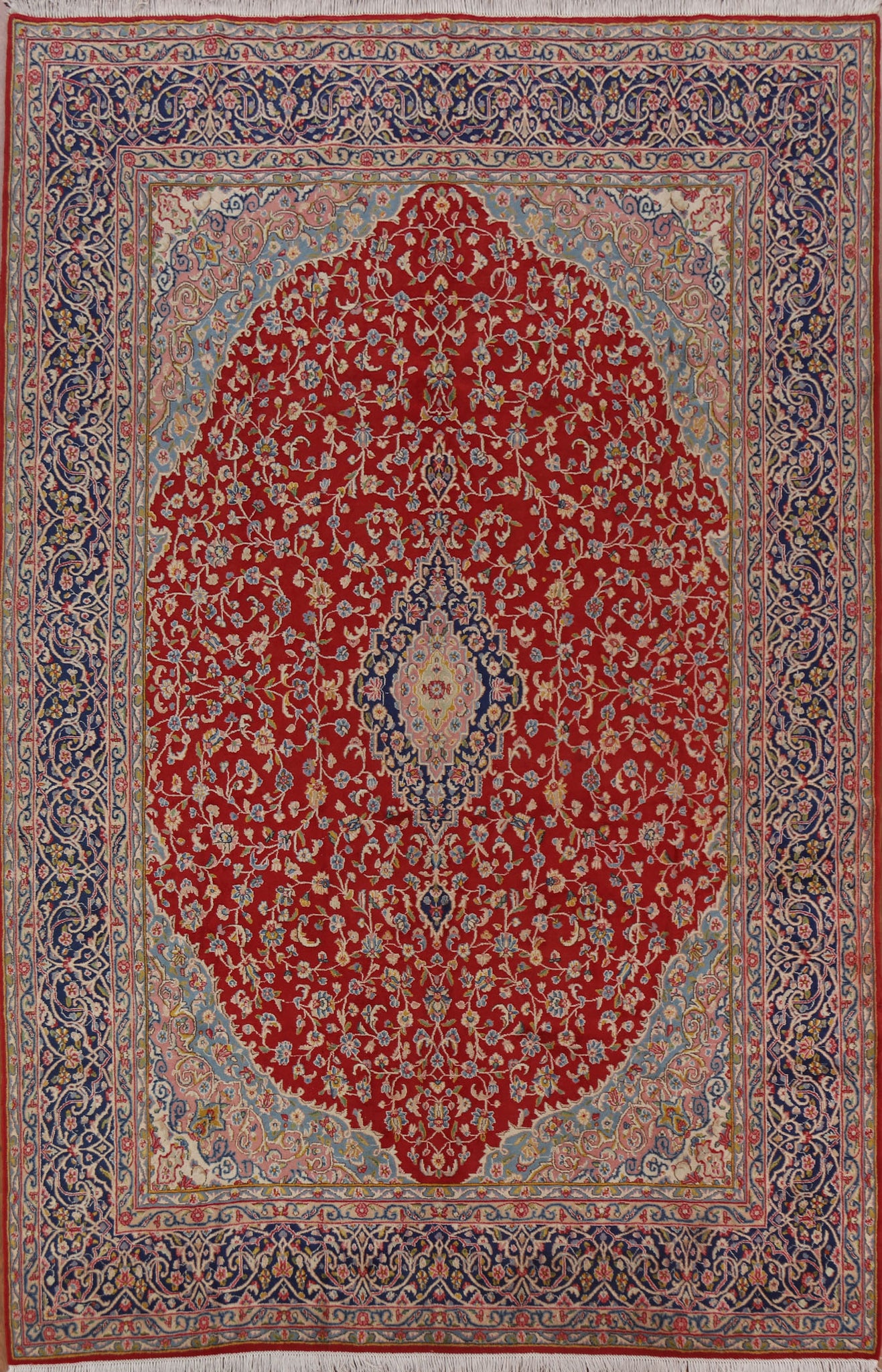 Vegetable Dye Floral Kerman Persian Area Rug 8x11