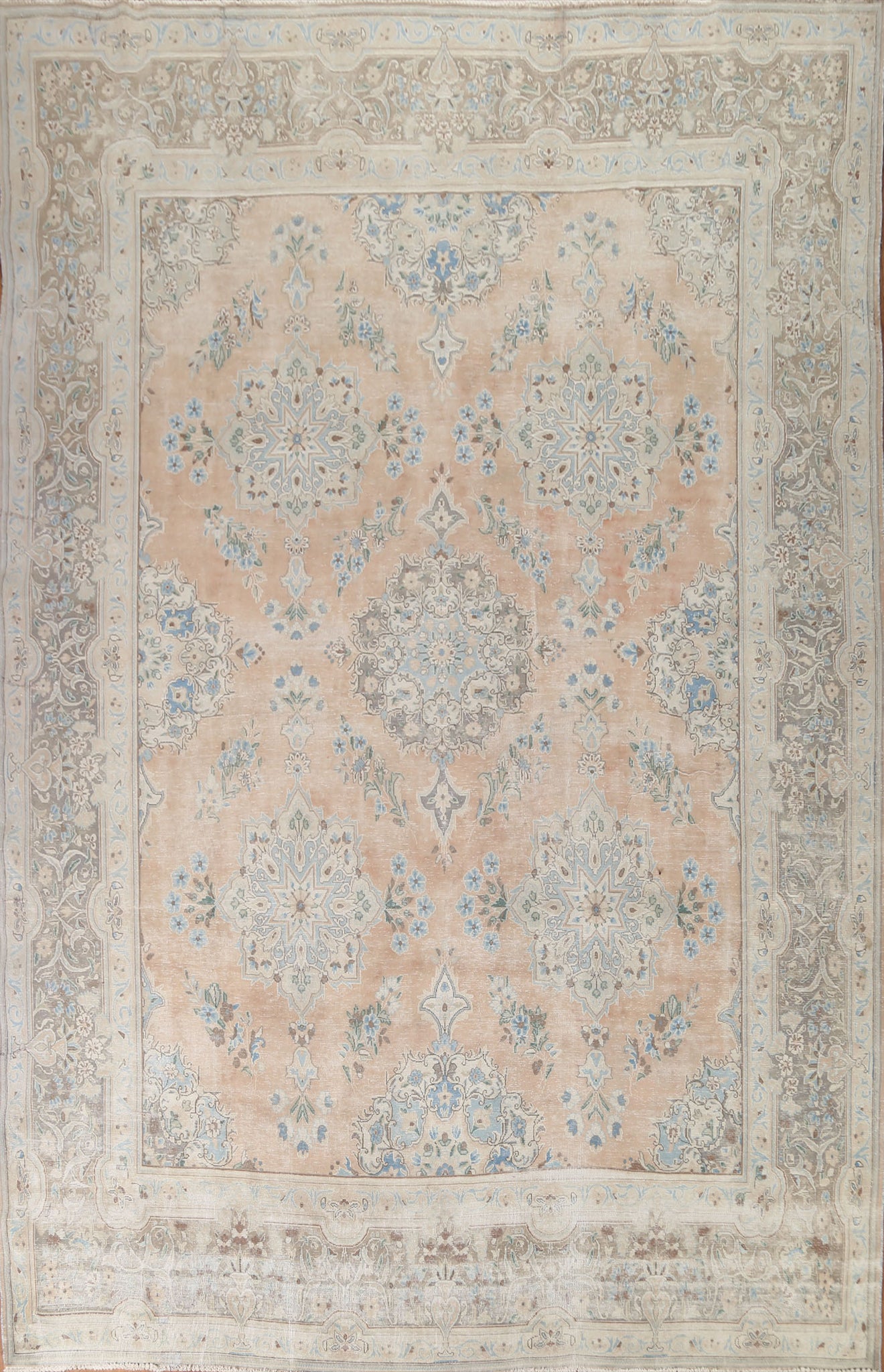 Distressed Mashad Persian Area Rug 10x13