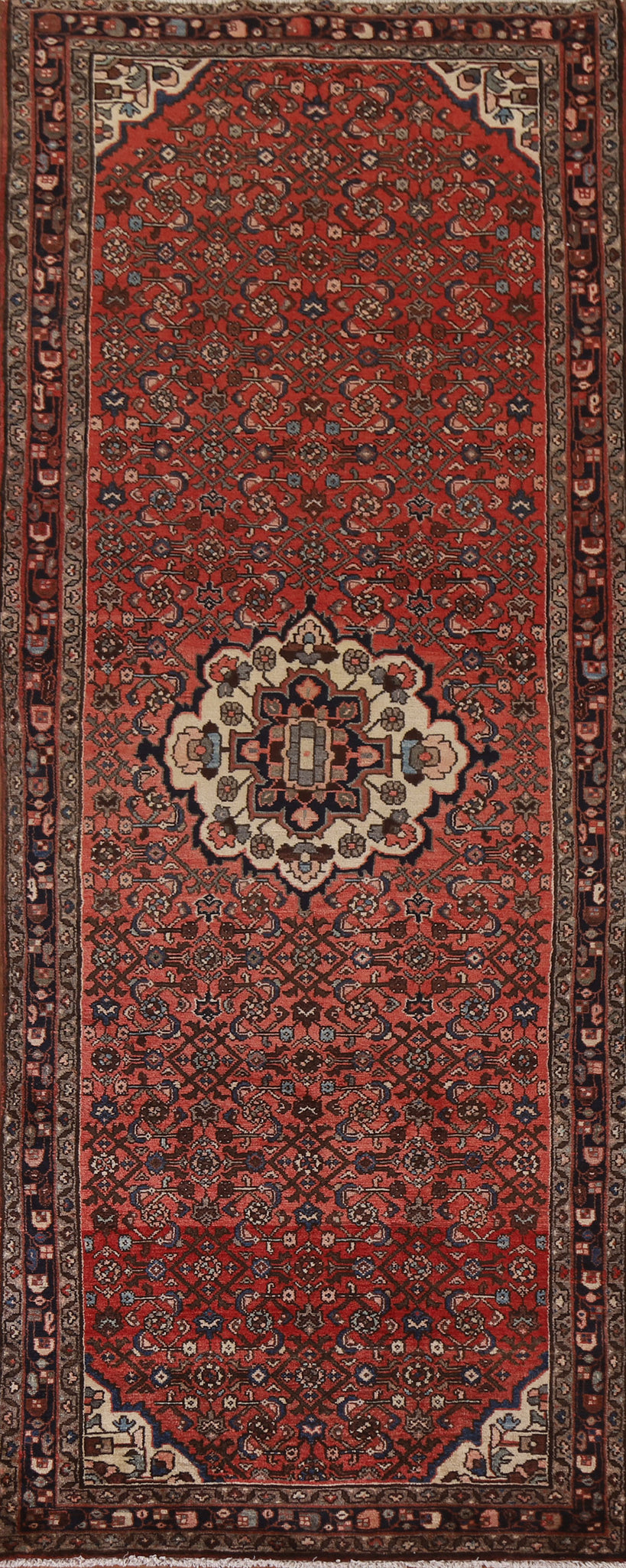 Wool Hamedan Persian Runner Rug 4x11