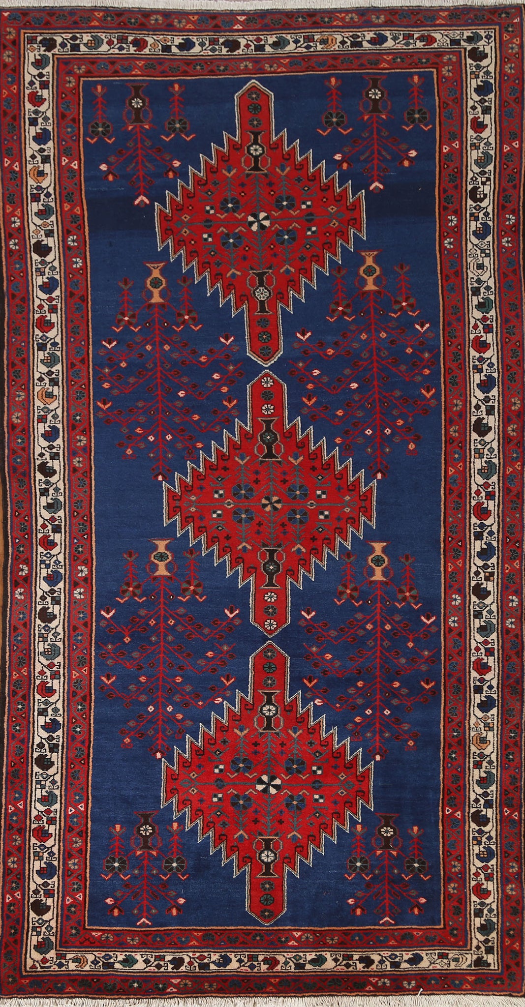 Tribal Blue Sirjan Persian Area Rug 5x9