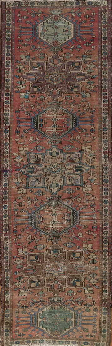 Geometric Heriz Persian Runner Rug 3x11