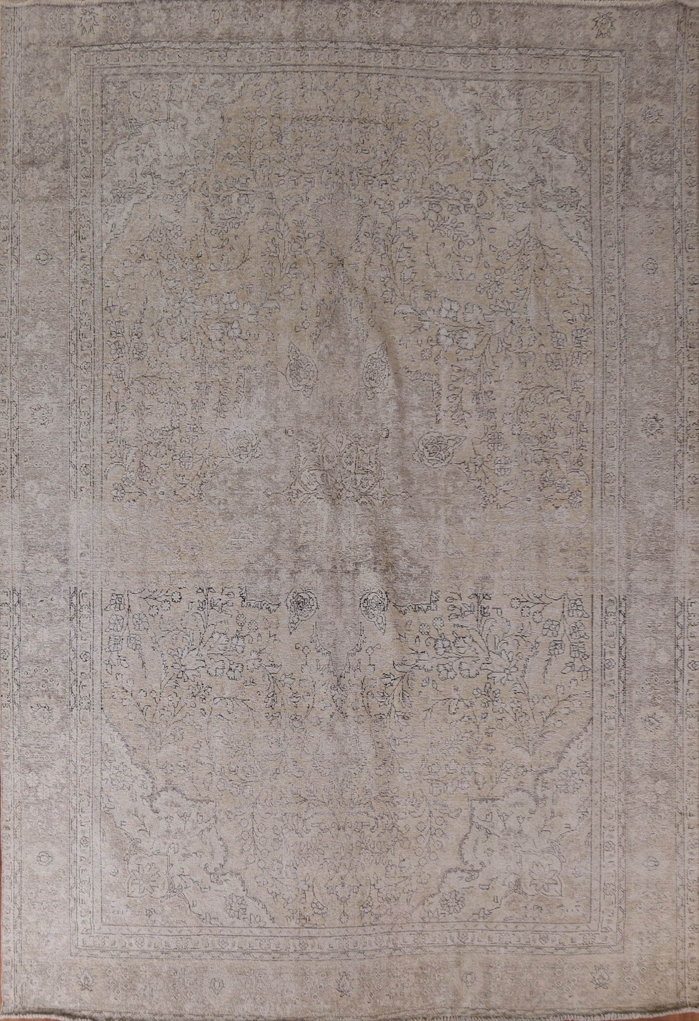 Muted Distressed Tabriz Persian Area Rug 10x13