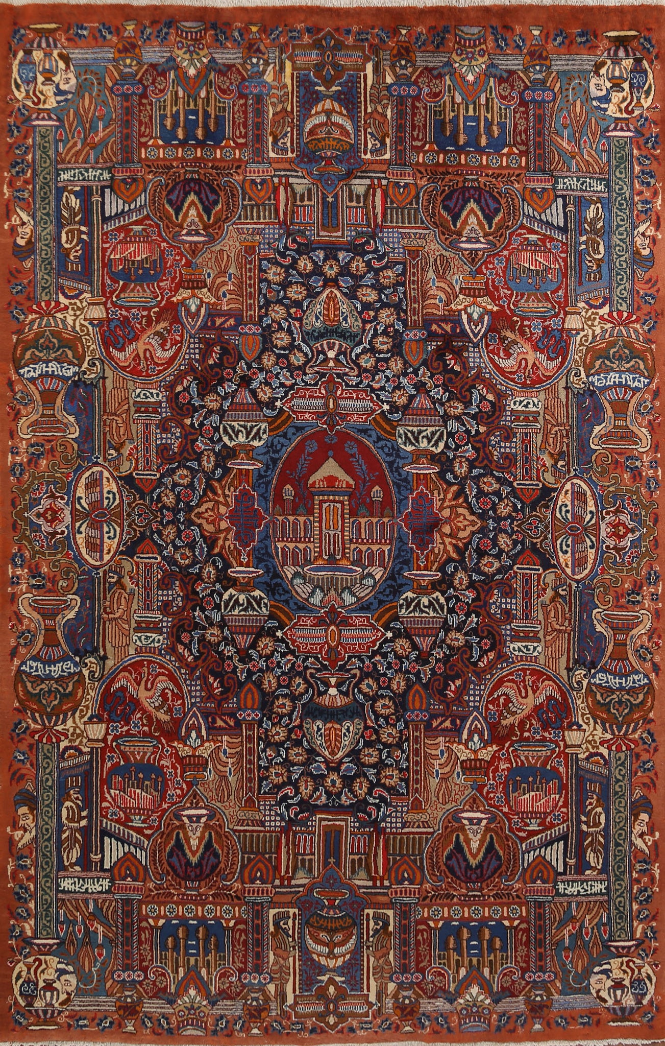 Pictorial Kashmar Persian Area Rug 7x10