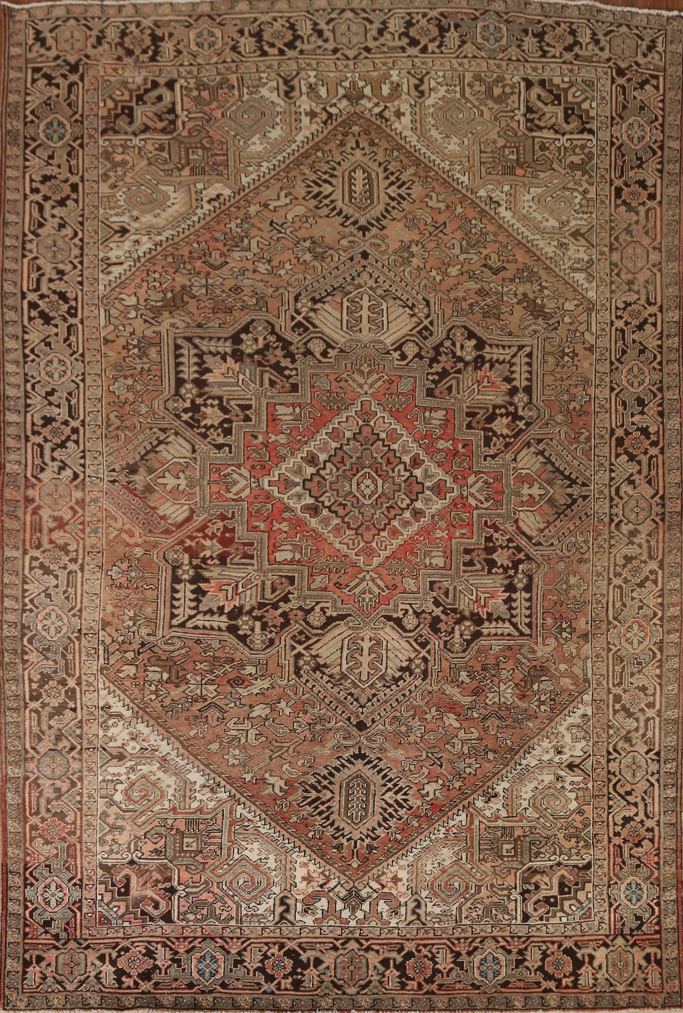Antique Geometric Heriz Persian Area Rug 8x11