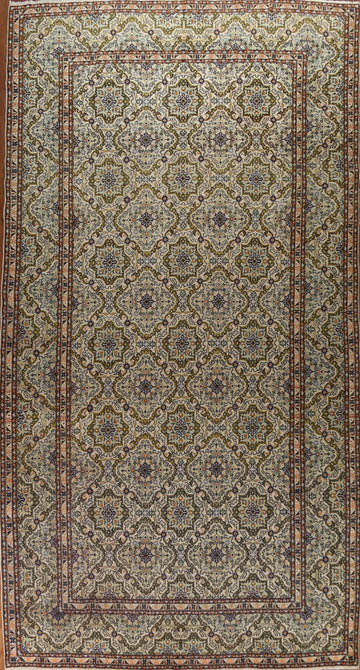 Green / Ivory Kashan Persian Large Rug 10x16