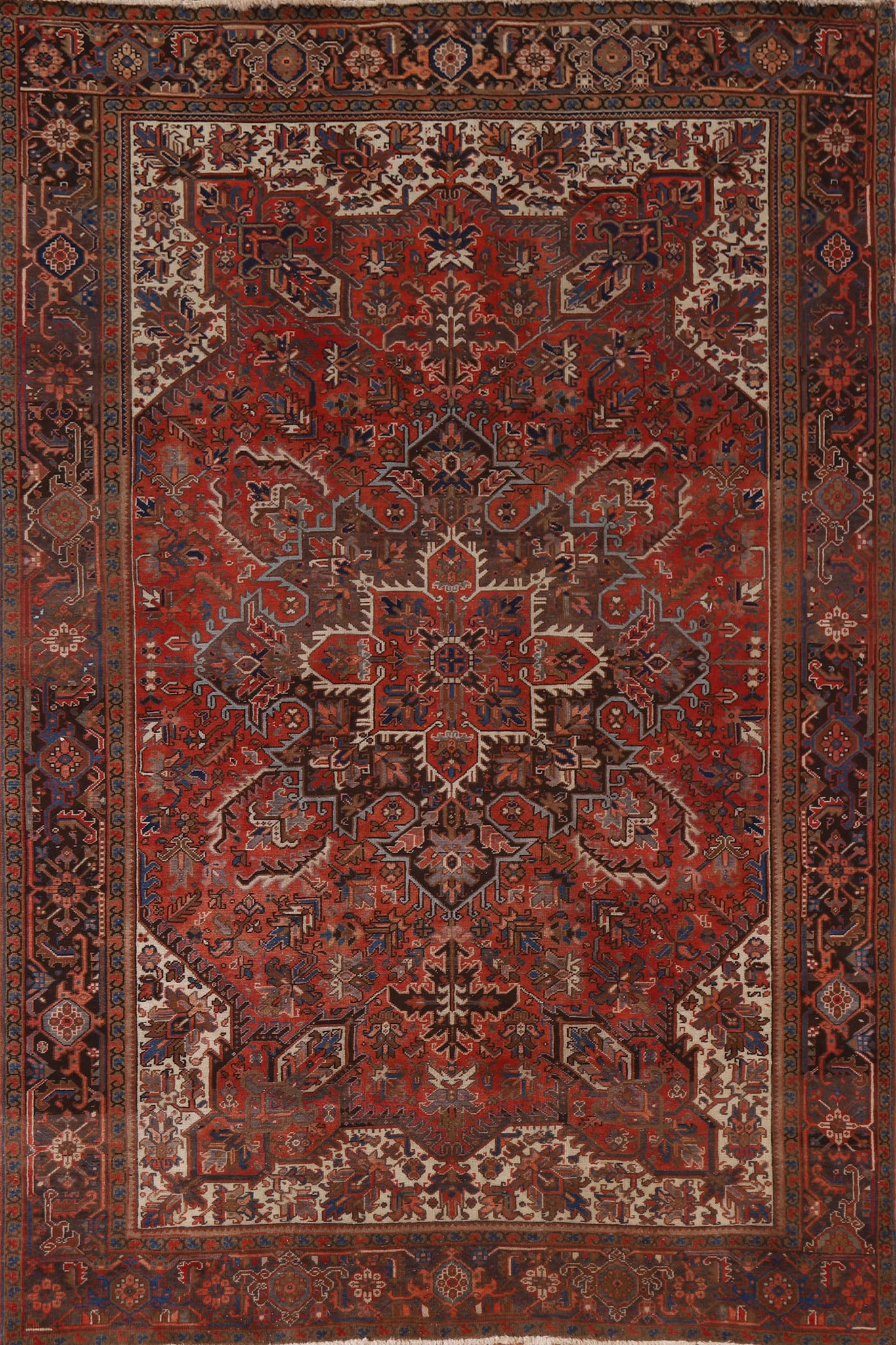 Vintage Geometric Heriz Persian Area Rug 8x11