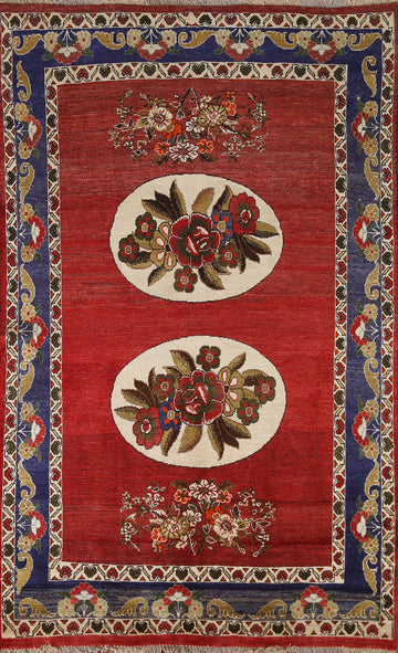 Red Floral Bakhtiari Persian Area Rug 5x8