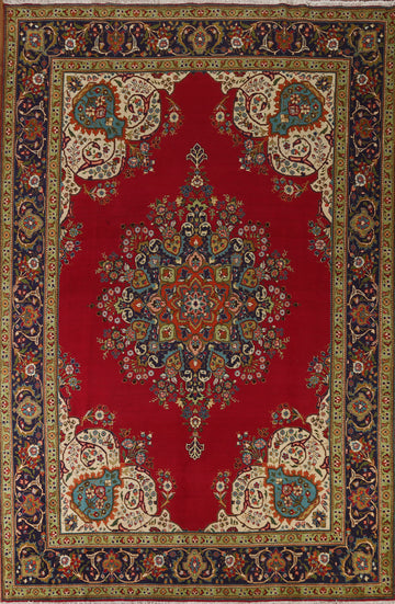 Vintage Red Tabriz Persian Area Rug 8x11