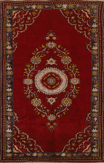 Handmade Red Oushak Area Rug 6x9