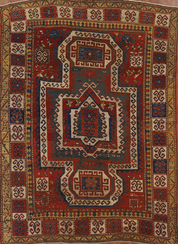 Pre-1900 Antique Vegetable Dye Kazak Persian Area Rug 6x9