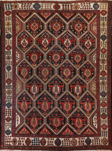 Pre-1900 Antique Vegetable Dye Bakhtiari Persian Rug 10x12