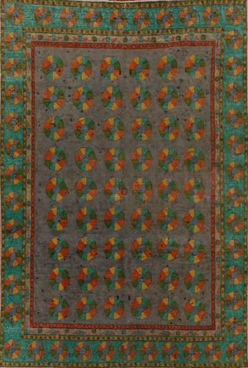 Distressed Over-Dyed Tabriz Persian Area Rug 9x11