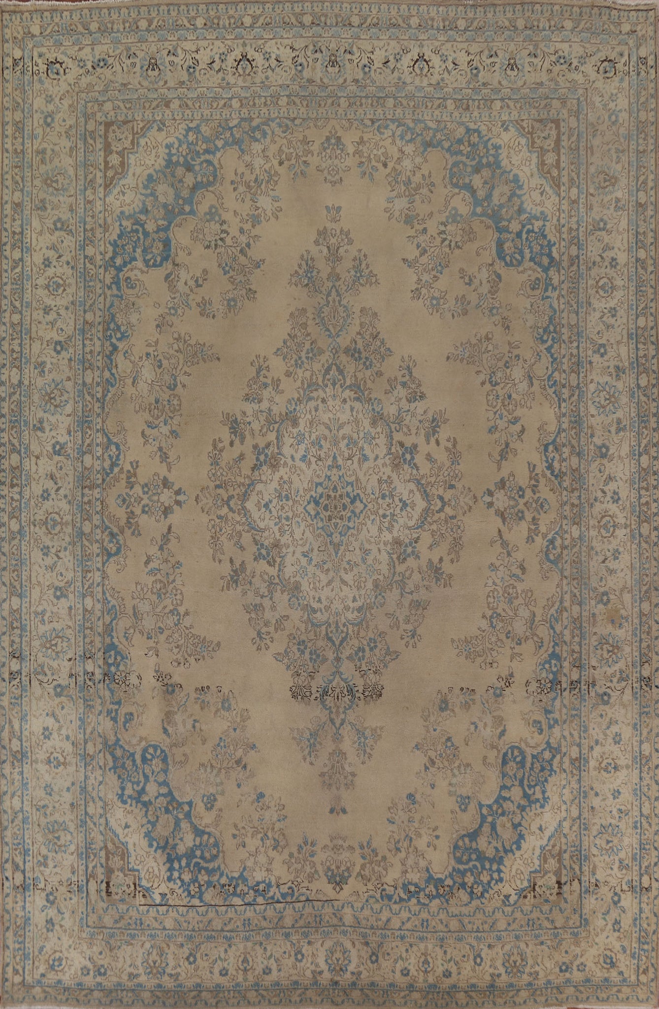 Palace Size Mashad Persian Distressed Rug 11x14