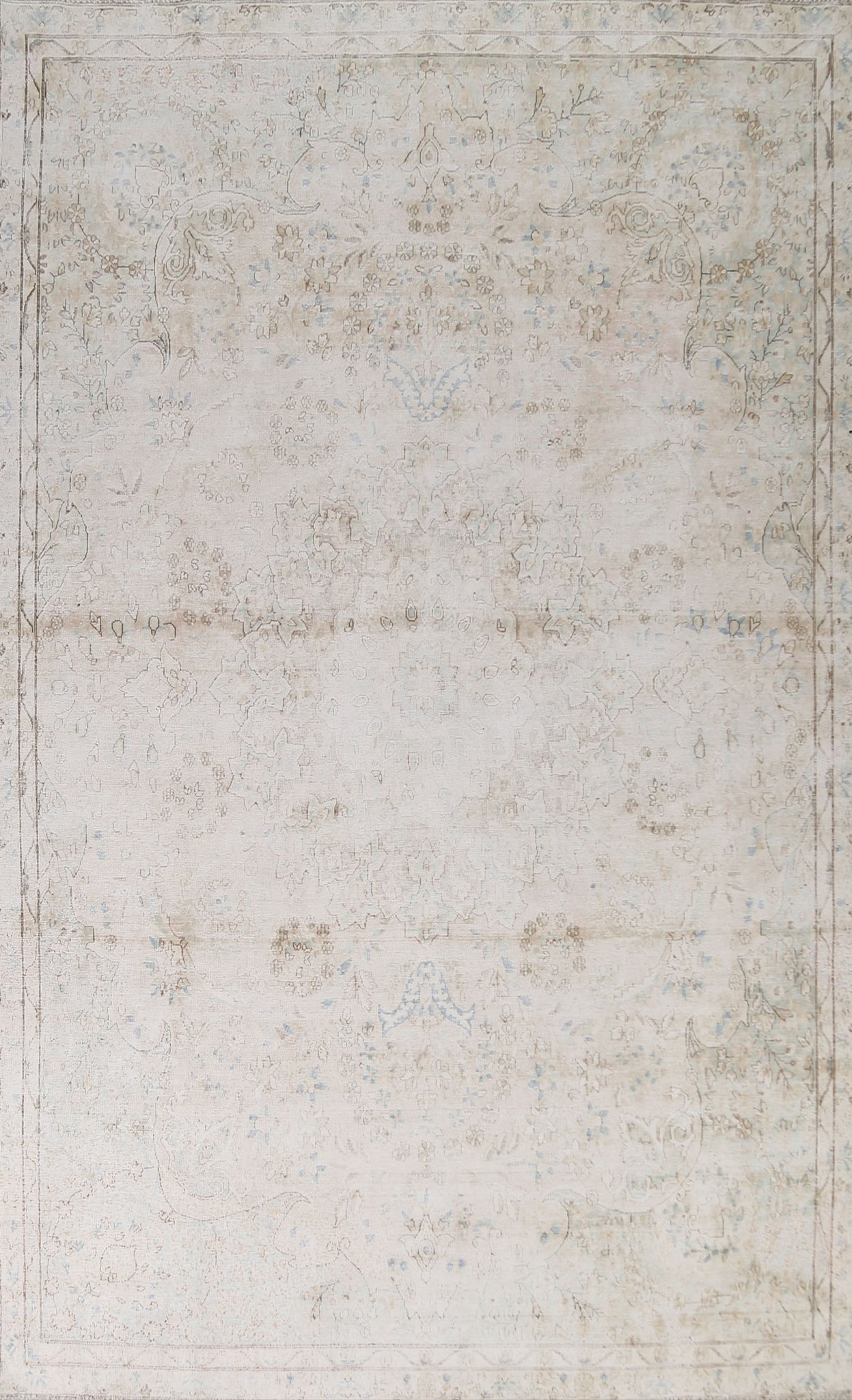 Distressed Muted Kerman Persian Area Rug 7x10