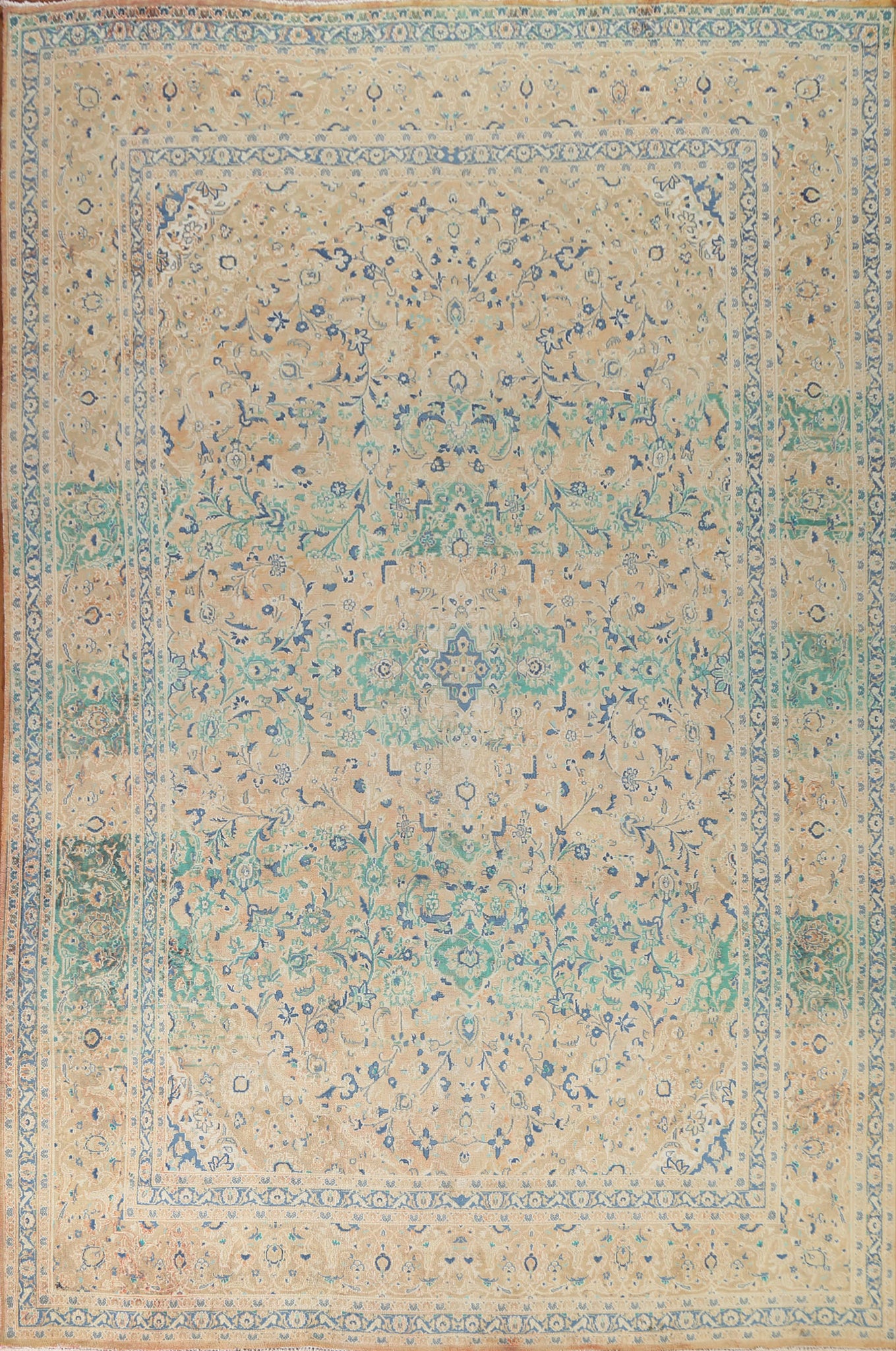 Distressed Mashad Persian Area Rug 10x12