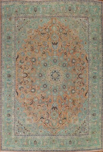 Distressed Mashad Persian Area Rug 9x12