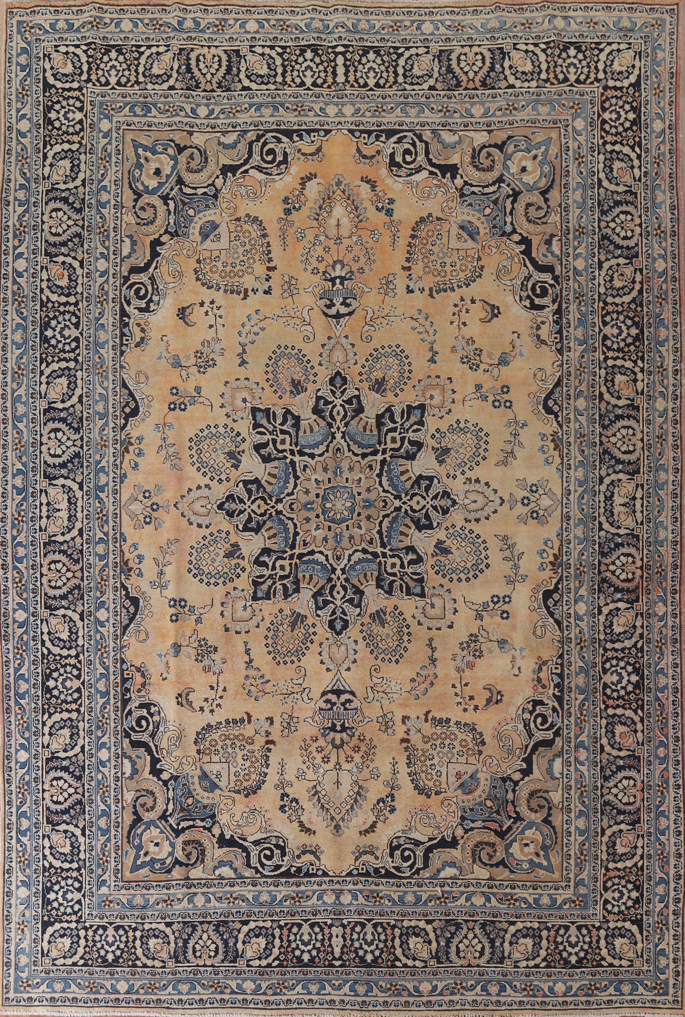 Vintage Wool Mashad Persian Area Rug 10x13