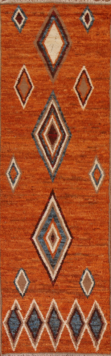 Orange Moroccan Oriental Runner Rug 3x10