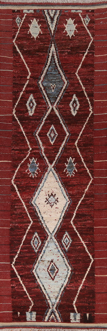 Hand-Knotted Moroccan Runner Rug 3x10