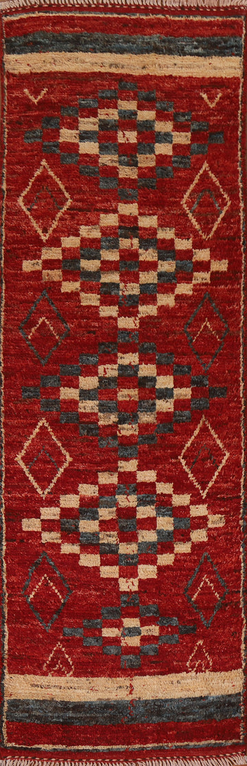 Geometric Moroccan Red Runner Rug 3x10