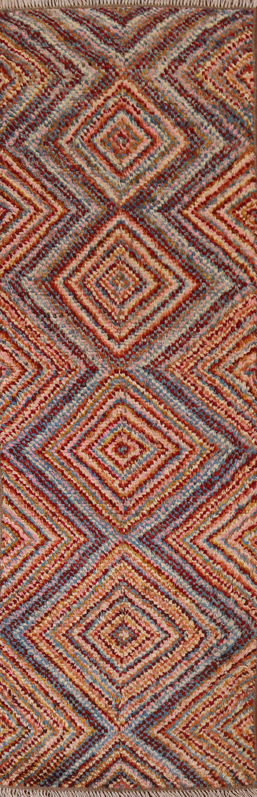 Hand-Knotted Moroccan Runner Rug 3x9