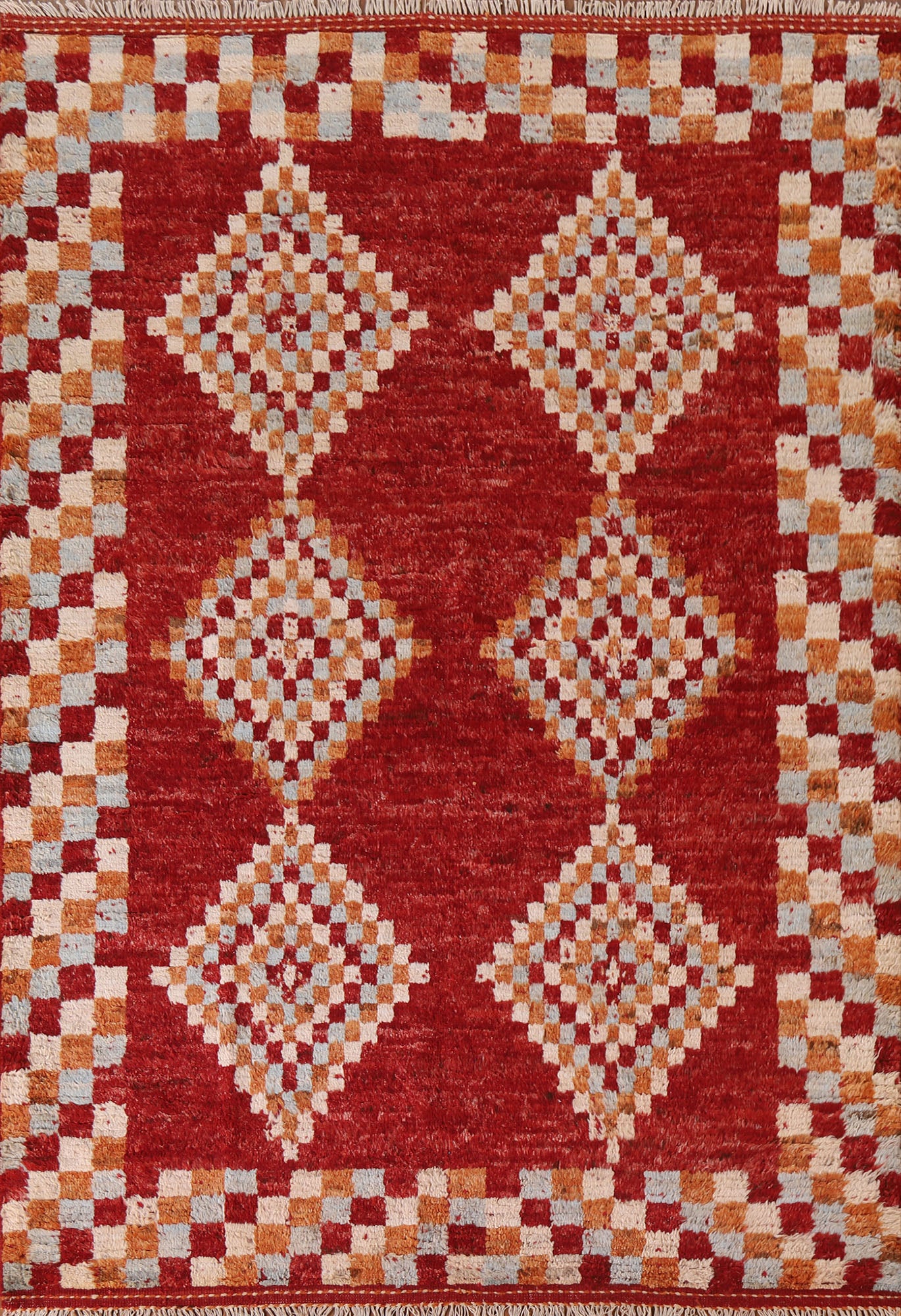 Geometric Red Moroccan Area Rug 6x8