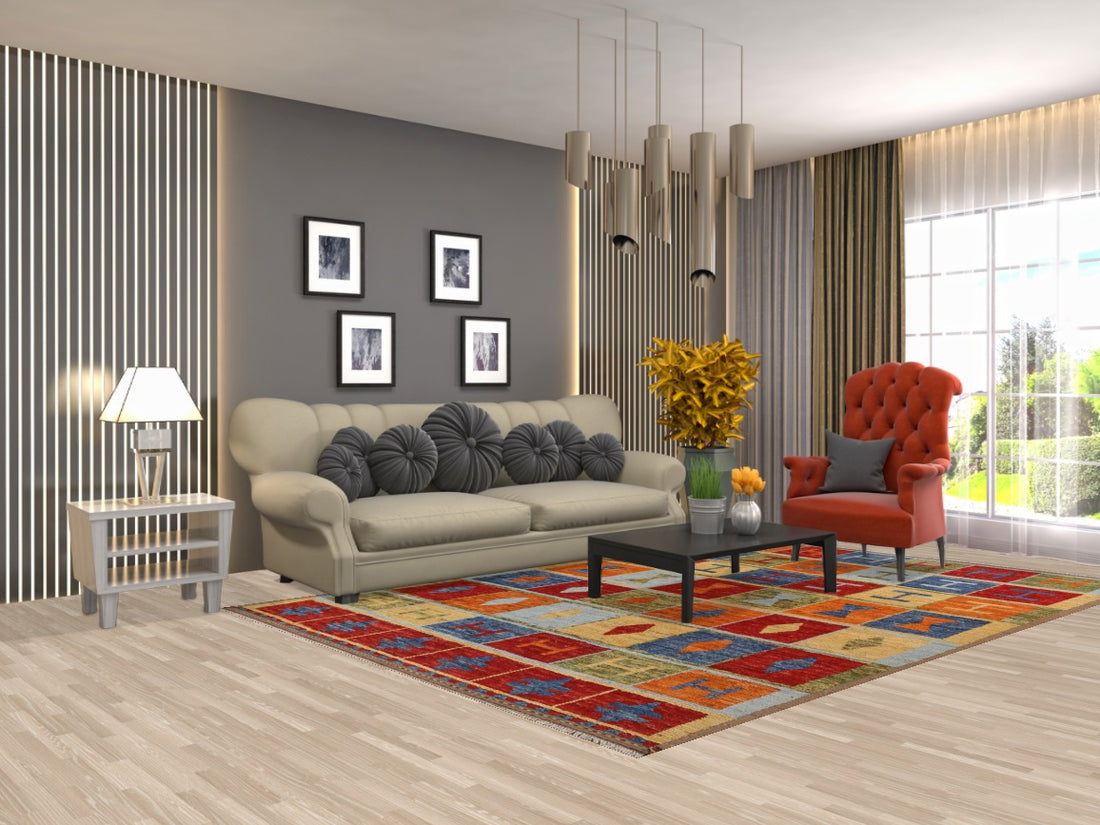 Multi-Colored Moroccan Wool Area Rug 7x10